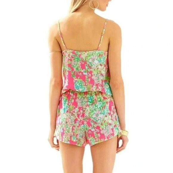 Lilly Pulitzer Deanna Tank Hot Pink Floral Mini Romper M - Picture 3 of 8